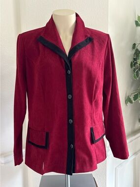 Sag Harbor Red Contrast Trim Button-Front Jacket